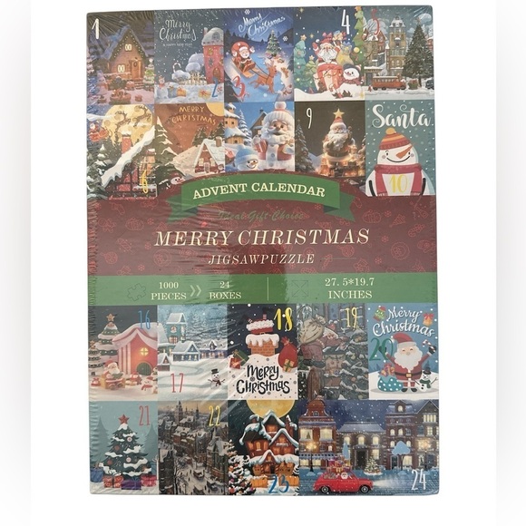 Other - Merry Christmas Advent Calendar 1000 Pcs Jigsaw Puzzle - Festive Multicolor
